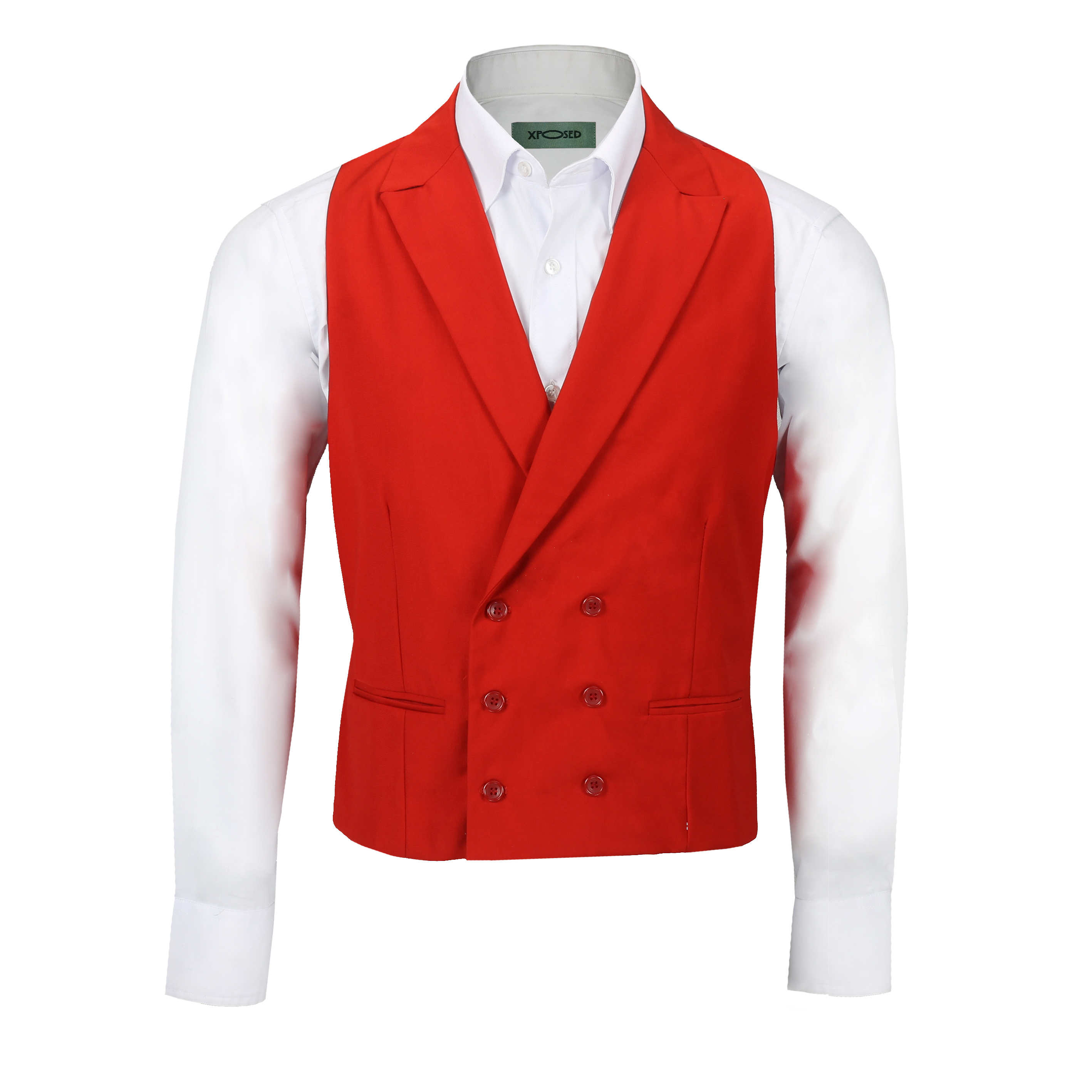 Mens Vintage Double Breasted Collar Waistcoat Retro Peak Lapel Smart
